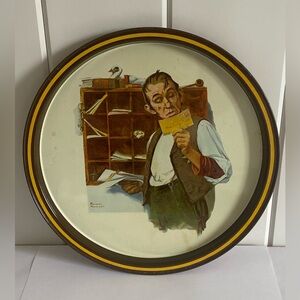 Norman Rockwell Collectors TRAY Vintage 1st Edition Postal 1976 country postman